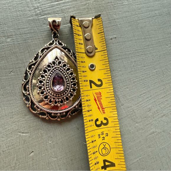 Doug Paulus 925 Sterling Silver Amethyst Pendant for a Necklace - Picture 5 of 6